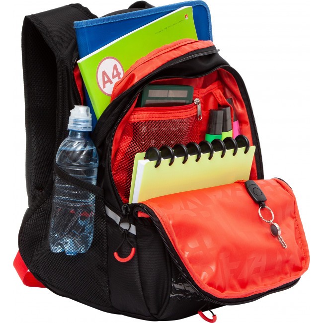 Рюкзак школьный Grizzly RB-250-1 черный-красный - фото №6