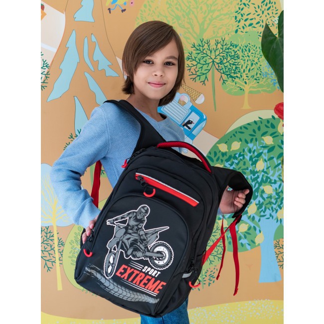 Рюкзак школьный Grizzly RB-250-1 черный-красный - фото №13