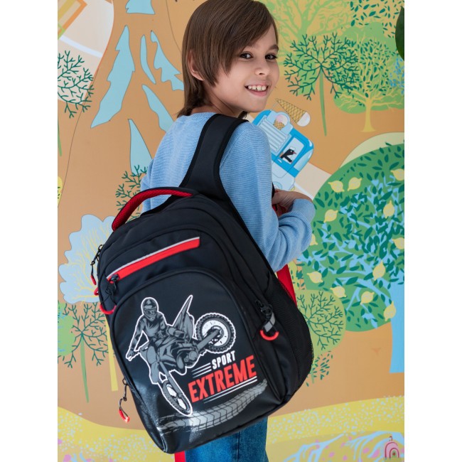 Рюкзак школьный Grizzly RB-250-1 черный-красный - фото №15
