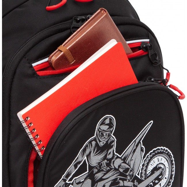 Рюкзак школьный Grizzly RB-250-1 черный-красный - фото №7