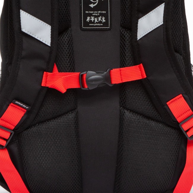 Рюкзак школьный Grizzly RB-250-1 черный-красный - фото №11