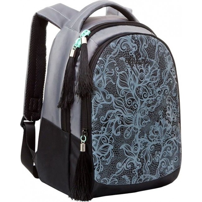 Рюкзак с узорами Grizzly RD-638-1 Цветы серый - фото №2