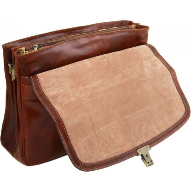 Кожаный портфель для ноутбука Tuscany Leather Alessandria TL141448 Темно-коричневый - фото №7