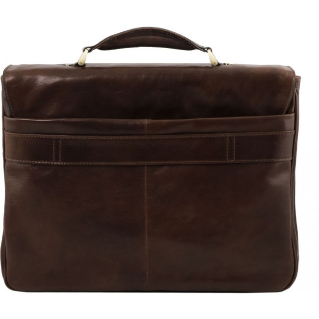 Кожаный портфель для ноутбука Tuscany Leather Alessandria TL141448 Темно-коричневый - фото №3