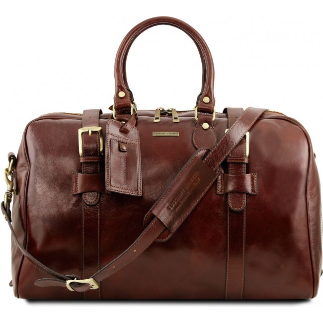 Дорожная кожаная сумка Tuscany Leather Voyager с пряжками  большой размер TL141248 Коричневый - фото №1