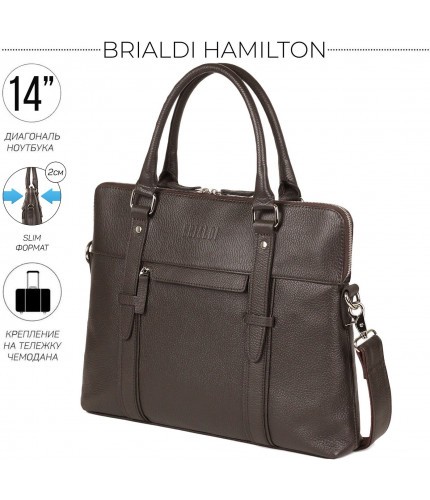 Деловая сумка Brialdi Hamilton Relief brown Коричневый- фото №1