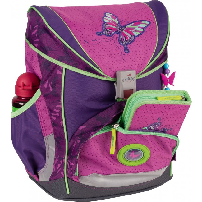 Школьный ранец DerDieDas Ergoflex Superlight с наполнением розовая бабочка Фиолетовый - фото №2
