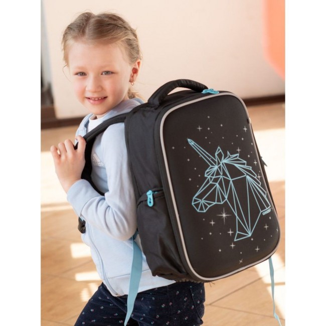 Рюкзак школьный Grizzly RG-165-1 черный-голубой - фото №10