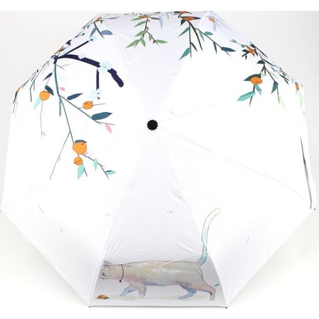 Зонт Kawaii Factory Зонт складной "Кот с персиком" Белый - фото №3
