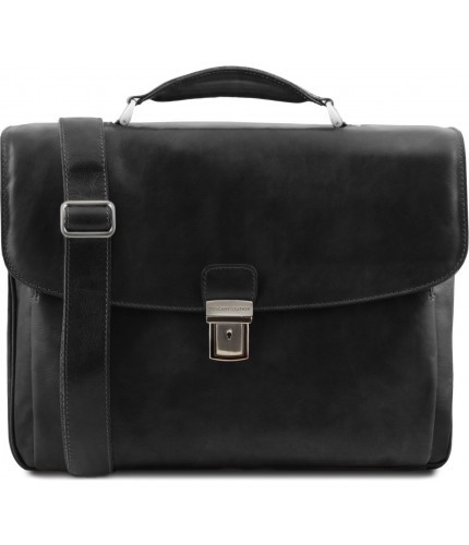 Кожаный портфель для ноутбука Tuscany Leather Alessandria TL141448 Черный- фото №3