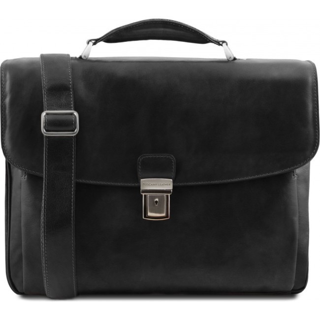 Кожаный портфель для ноутбука Tuscany Leather Alessandria TL141448 Черный - фото №1