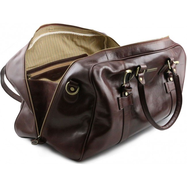 Дорожная кожаная сумка Tuscany Leather Voyager с пряжками  большой размер TL141248 Темно-коричневый - фото №6