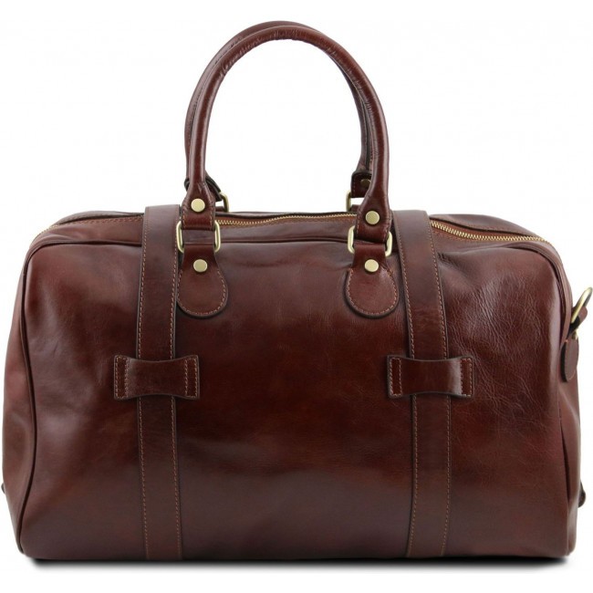 Дорожная кожаная сумка Tuscany Leather Voyager с пряжками  большой размер TL141248 Темно-коричневый - фото №3