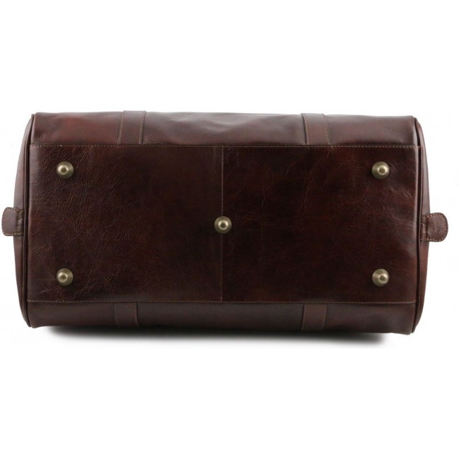 Дорожная кожаная сумка Tuscany Leather Voyager с пряжками  большой размер TL141248 Темно-коричневый - фото №4