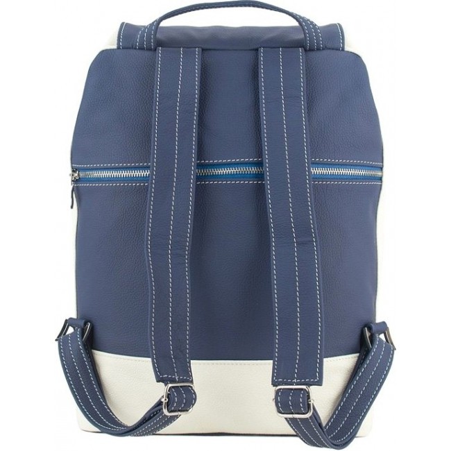 Женский кожаный рюкзак Sofitone RM 002 D2-A1 Синий-Белый - фото №4