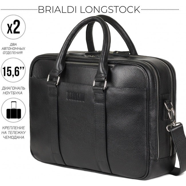Деловая сумка Brialdi Longstock Relief black Черный - фото №1