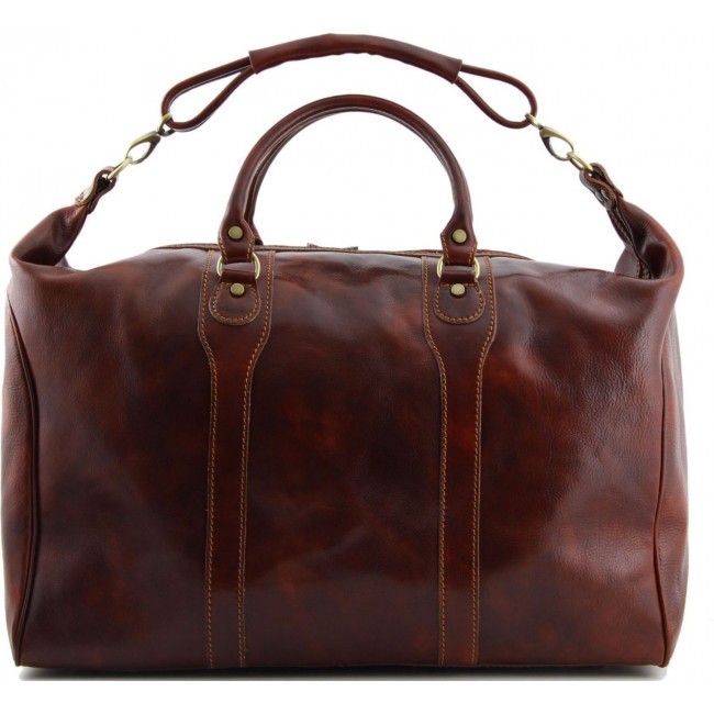 Дорожная кожаная сумка Tuscany Leather Amsterdam TL1049 Темно-коричневый - фото №3