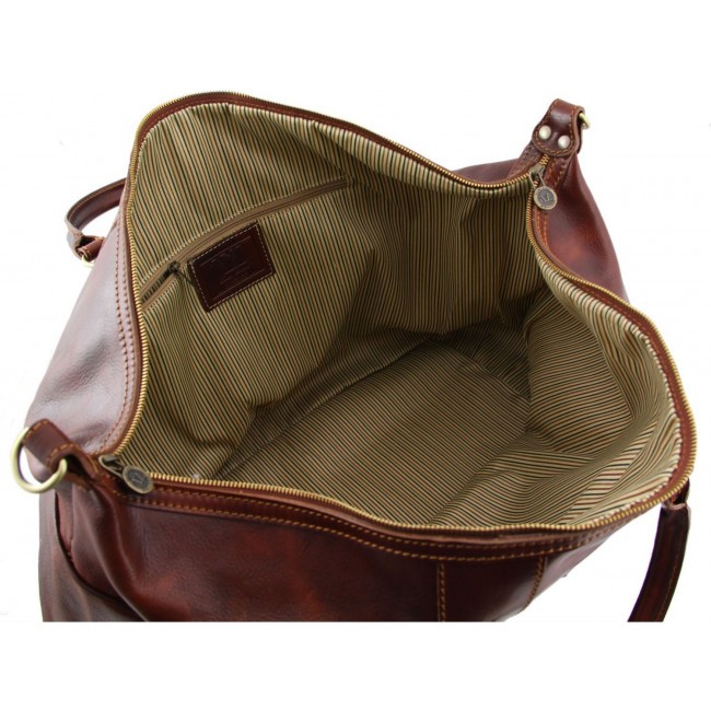 Дорожная кожаная сумка Tuscany Leather Amsterdam TL1049 Темно-коричневый - фото №6