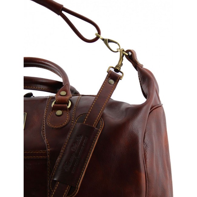 Дорожная кожаная сумка Tuscany Leather Amsterdam TL1049 Темно-коричневый - фото №4