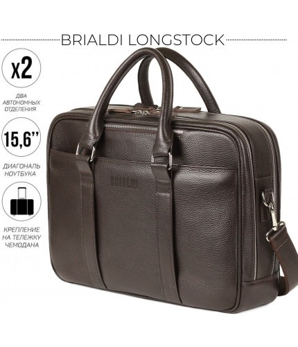 Деловая сумка Brialdi Longstock Relief brown Коричневый- фото №1