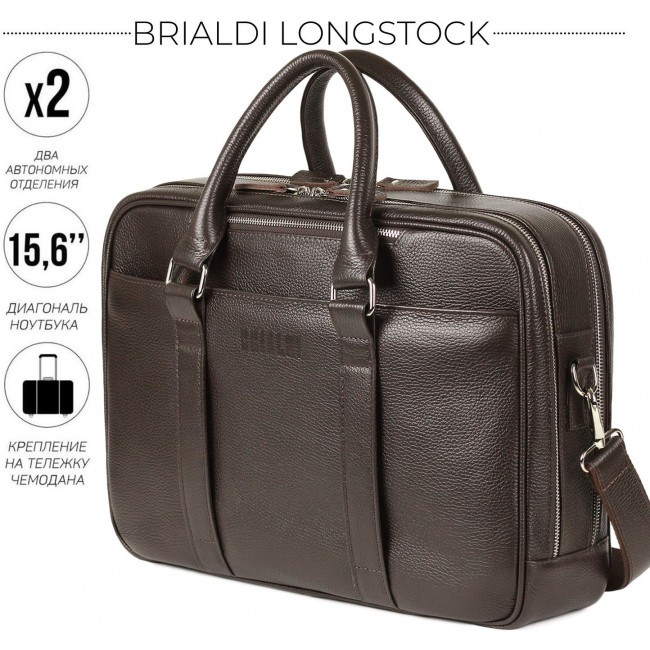 Деловая сумка Brialdi Longstock Relief brown Коричневый - фото №1