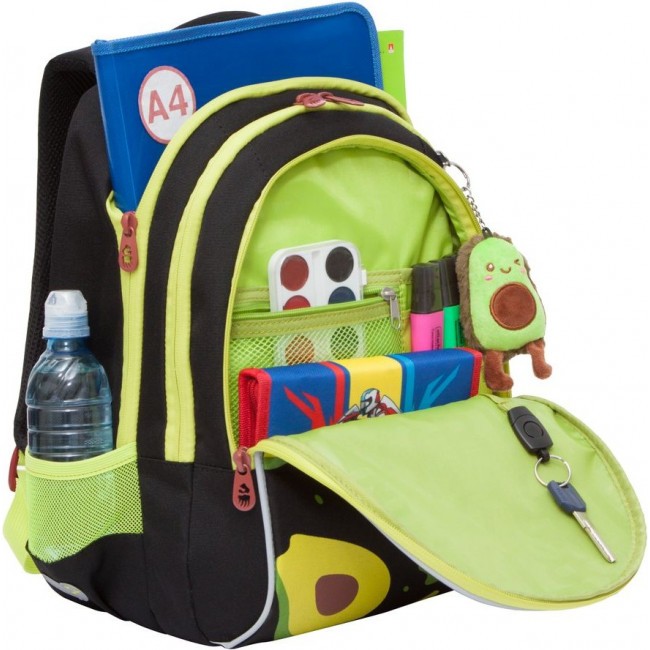 Рюкзак школьный Grizzly RG-168-11 Авокадо черный - фото №4