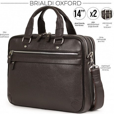 Деловая сумка Brialdi Oxford Relief Brown Коричневый - фото №25