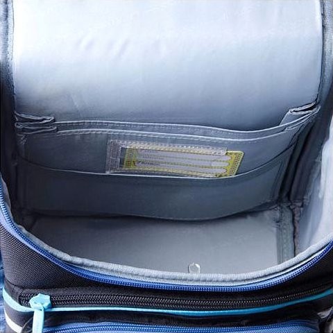 Синий школьный ранец Across ACR15-196 Гоночный автомобиль в клетку - фото №4