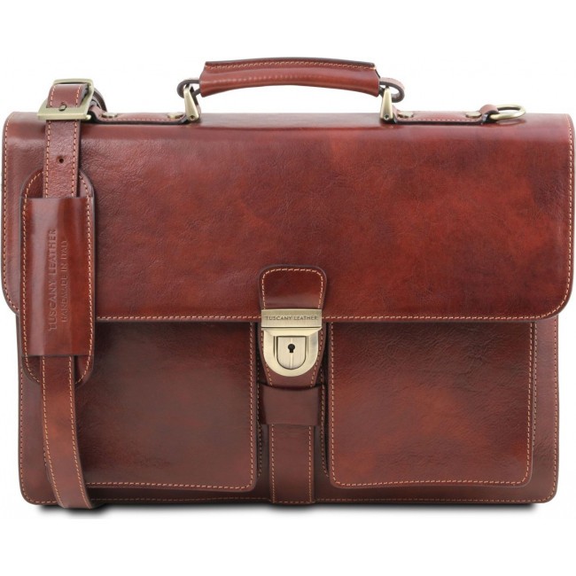 Кожаный портфель Tuscany Leather Assisi TL141825 Коричневый - фото №1