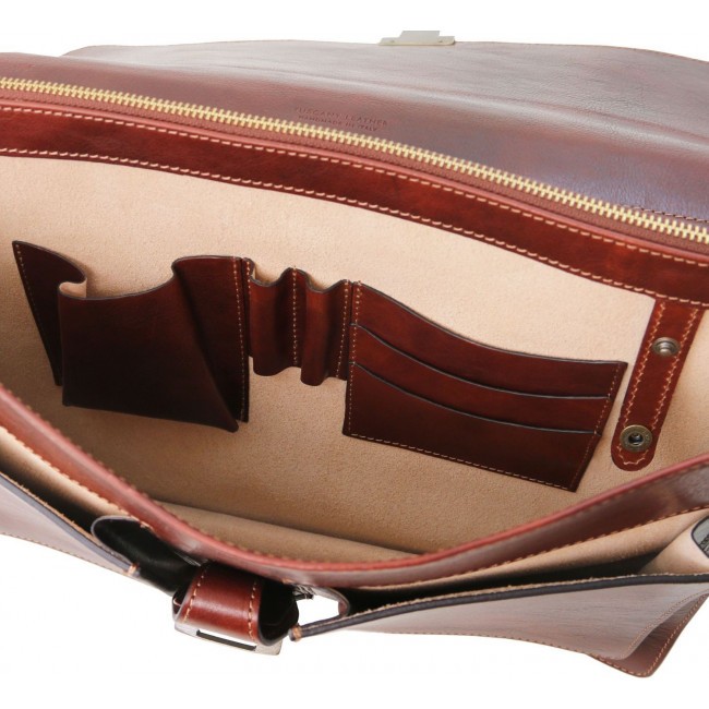 Кожаный портфель Tuscany Leather Assisi TL141825 Коричневый - фото №8