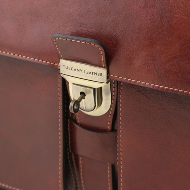 Кожаный портфель Tuscany Leather Assisi TL141825 Коричневый - фото №10