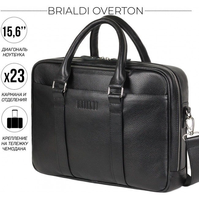 Деловая сумка Brialdi Overton Relief black Черный - фото №2