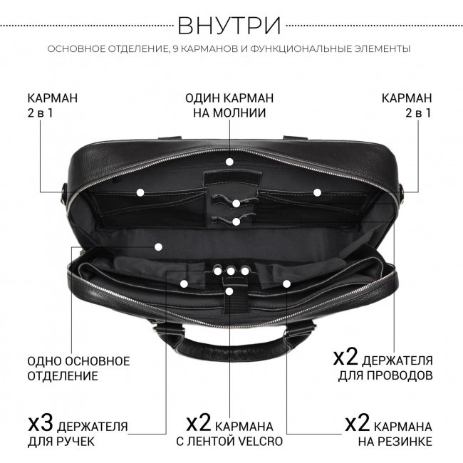 Деловая сумка Brialdi Overton Relief black Черный - фото №9