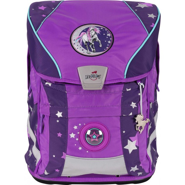 Школьный ранец DerDieDas Ergoflex Vario с наполнением сказочный единорог Фиолетовый - фото №2