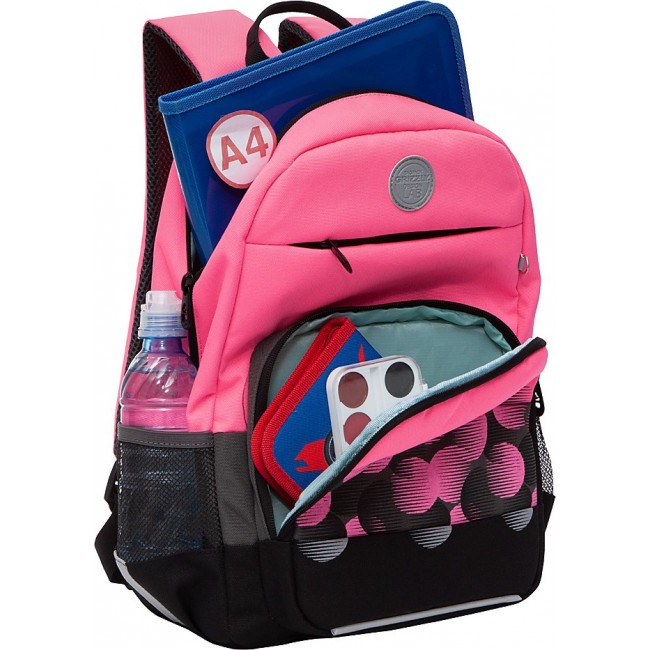 Рюкзак школьный Grizzly RG-164-1 ярко-розовый - фото №4