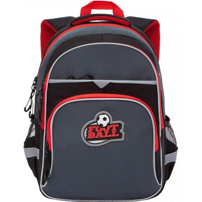 Рюкзак школьный Grizzly RB-157-3 черный-красный - фото №1