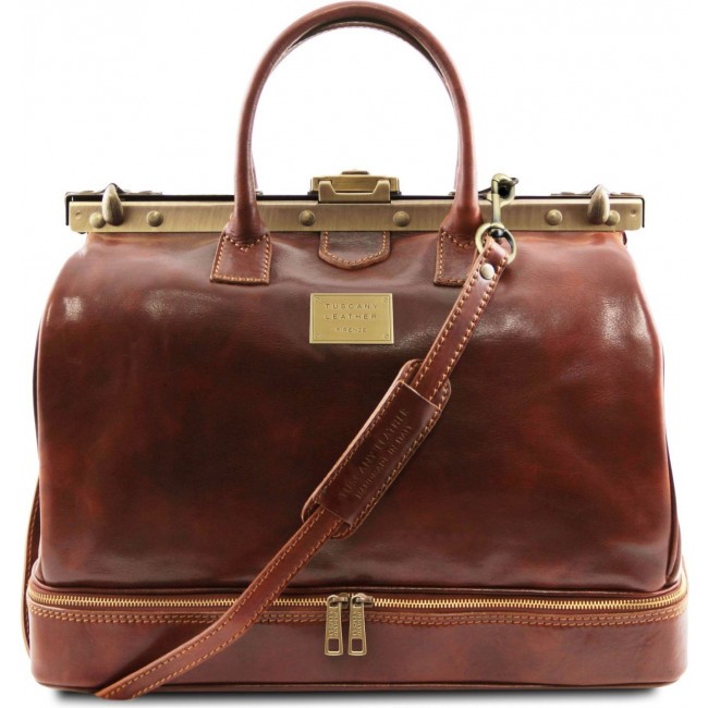 Дорожная кожаная сумка саквояж Tuscany Leather Barcellona TL141185 Коричневый - фото №1