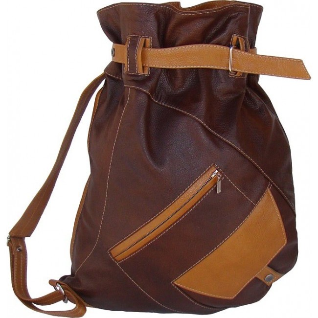 Женский кожаный рюкзак Sale Sofitone RL 005 B8-B3 Коричневый - Песочный - фото №5