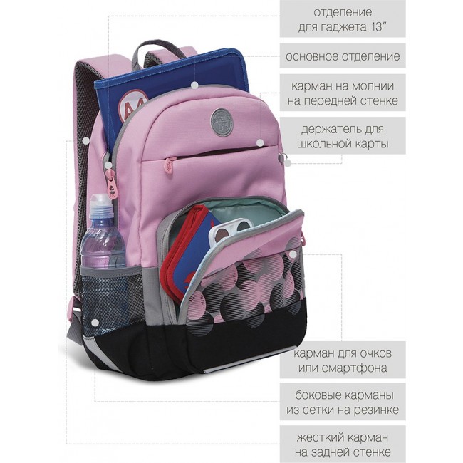 Рюкзак школьный Grizzly RG-164-1 розовый - фото №10