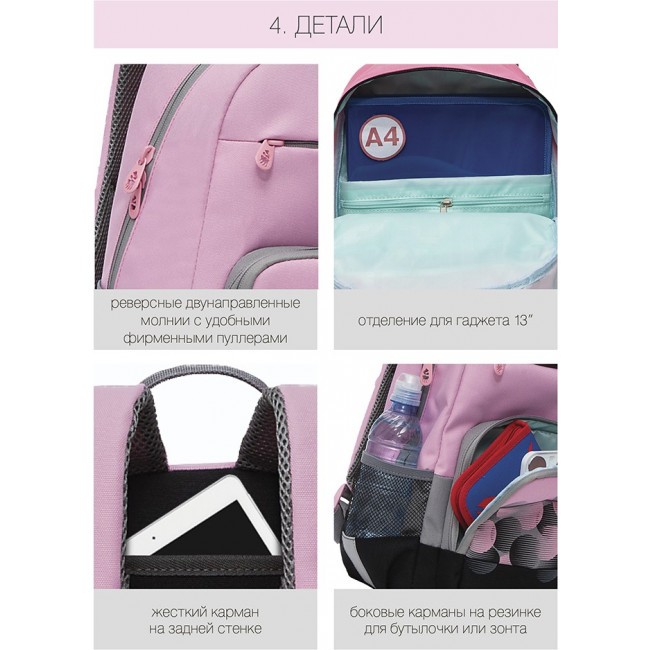Рюкзак школьный Grizzly RG-164-1 розовый - фото №12