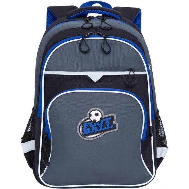 Рюкзак школьный Grizzly RB-157-3 черный-синий - фото №1