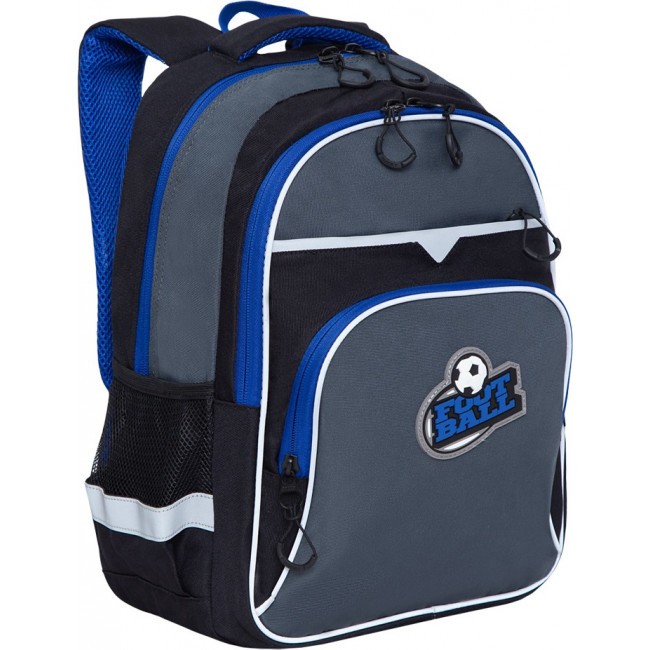 Рюкзак школьный Grizzly RB-157-3 черный-синий - фото №2