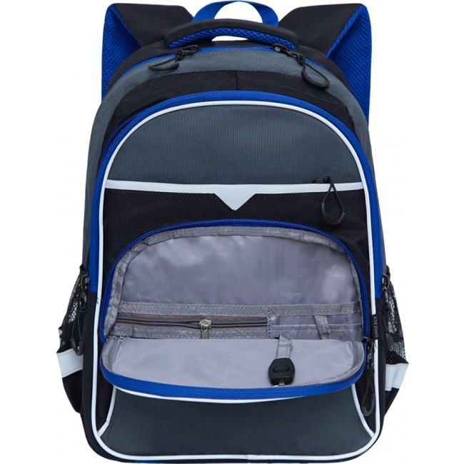 Рюкзак школьный Grizzly RB-157-3 черный-синий - фото №4