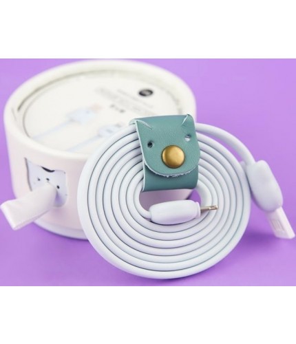 Зарядка Kawaii Factory Кабель для зарядки micro usb ios в коробке с котом Голубой- фото №1