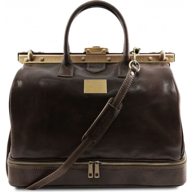 Дорожная кожаная сумка саквояж Tuscany Leather Barcellona TL141185 Темно-коричневый - фото №1