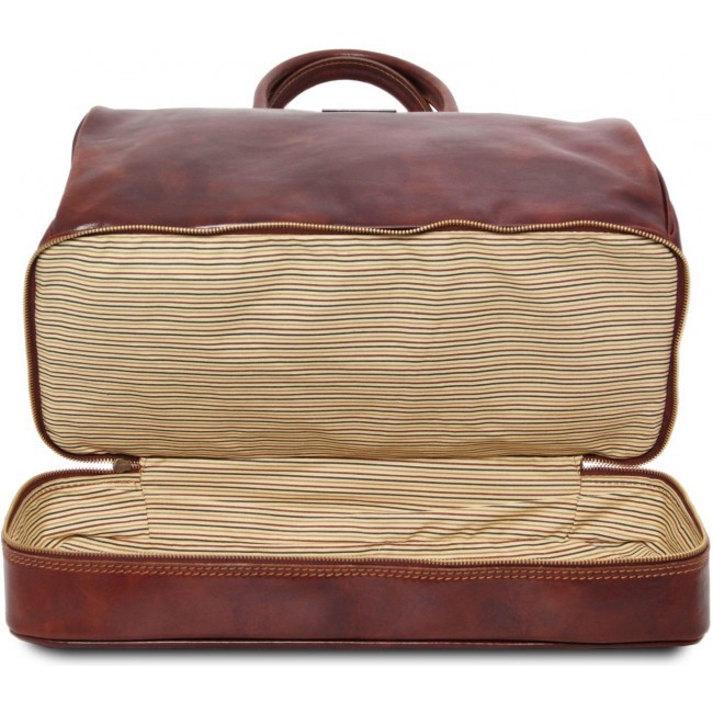 Дорожная кожаная сумка саквояж Tuscany Leather Barcellona TL141185 Темно-коричневый - фото №4