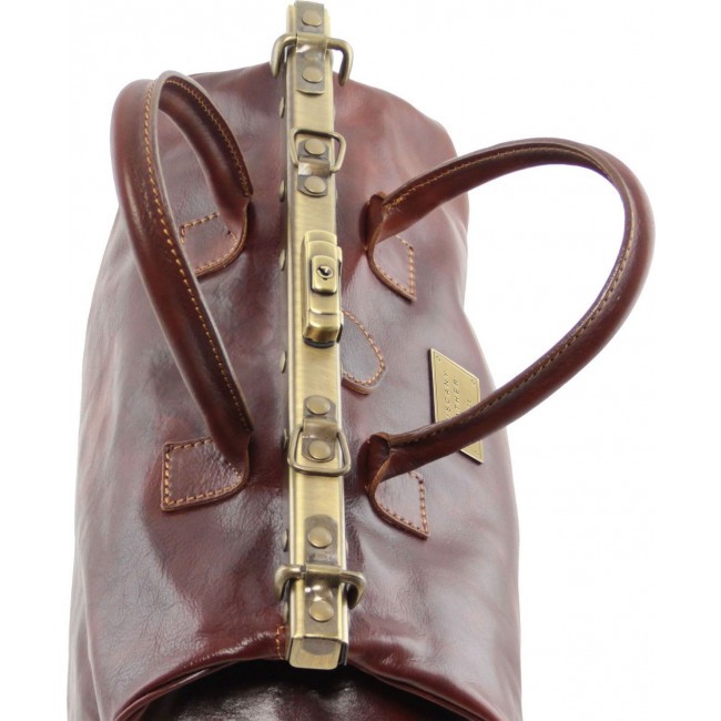 Дорожная кожаная сумка саквояж Tuscany Leather Barcellona TL141185 Темно-коричневый - фото №5