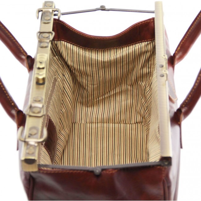Дорожная кожаная сумка саквояж Tuscany Leather Barcellona TL141185 Темно-коричневый - фото №6
