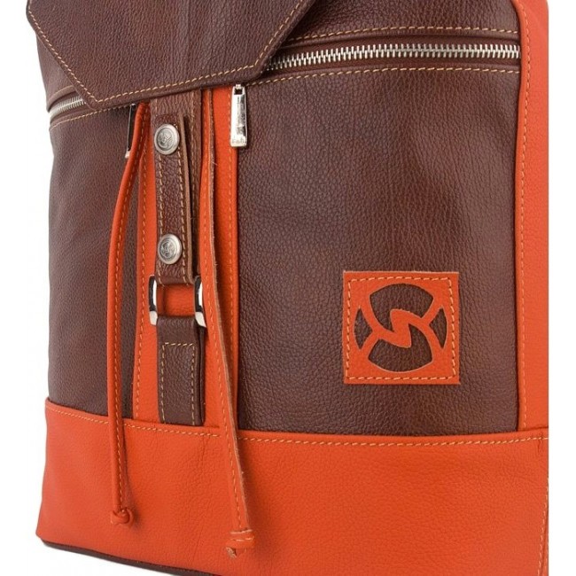 Кожаный рюкзак Sofitone RM 002 B8-B4 Коричневый-Терракот - фото №3