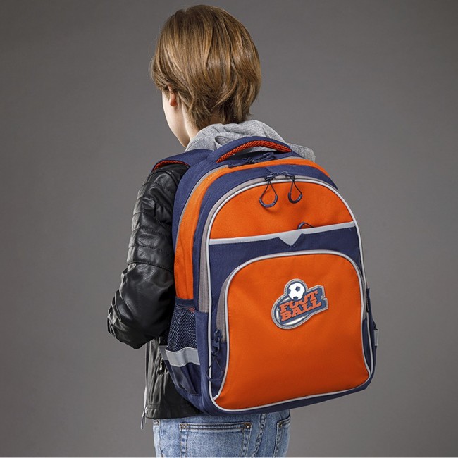 Рюкзак школьный Grizzly RB-157-3 синий-кирпичный - фото №11